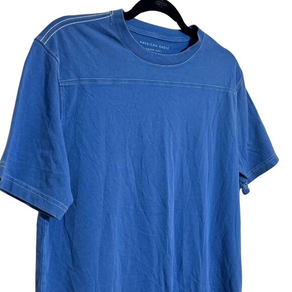 AMERICAN EAGLE Mens Short Sleeve Super Soft Standard Fit T-Shirt Blue NWOT Small - Picture 2 of 6